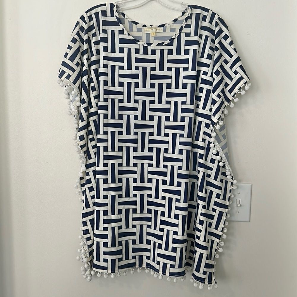 Britt Ryan Abstract Pom Pom Kaftan Tunic Top S